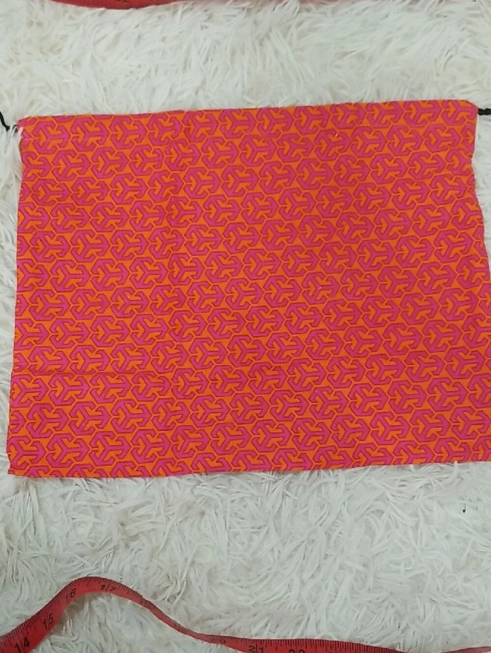 Tory Burch Pink and Orange Logo Drawstring Bag
